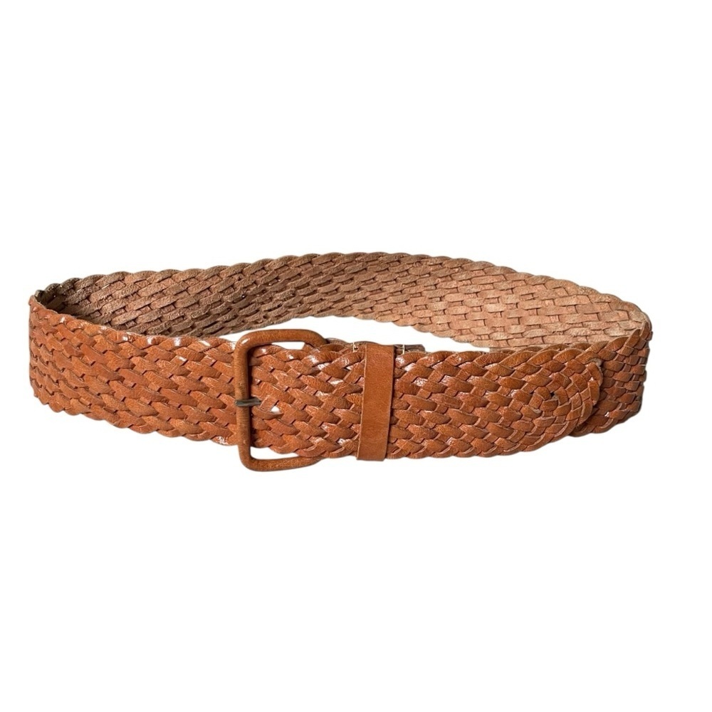 Hand Crafted Boho Leather Woven Braided Belt Tan M - Picture 3 of 8